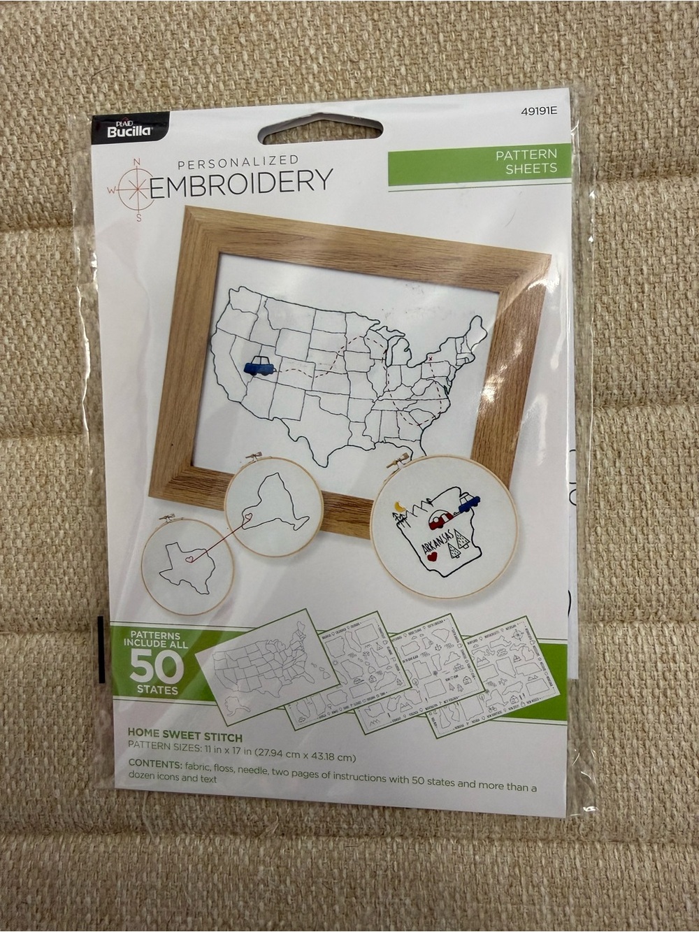 Bucilla Embroidery Kit- States, connection, travel